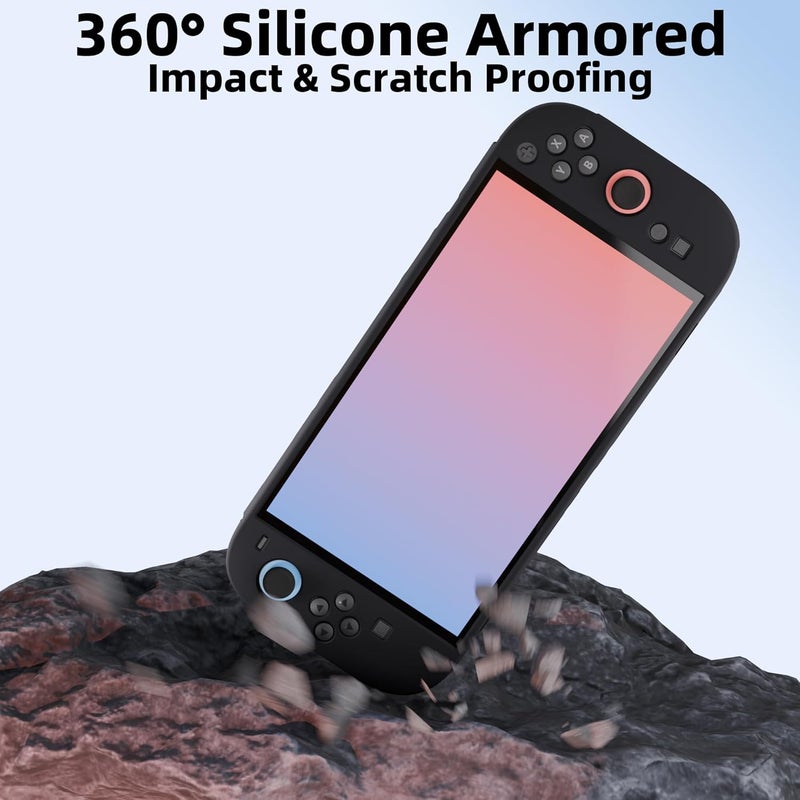 DAIERTEK Silicone Case for Switch 2(2025) Black Soft Rubber Cover Protector Anti-Scratch Grip Design for Switch2 and Joy-con Anti-Scratch Anti-Slip - Image 2